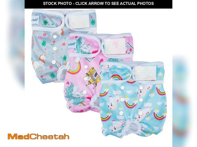 Lot 74-14063367 - Pet Soft Female Dog Diapers, 3 Pack Washable Dog Diapers Female for Dogs in Heat Reusable Dogs Perio...