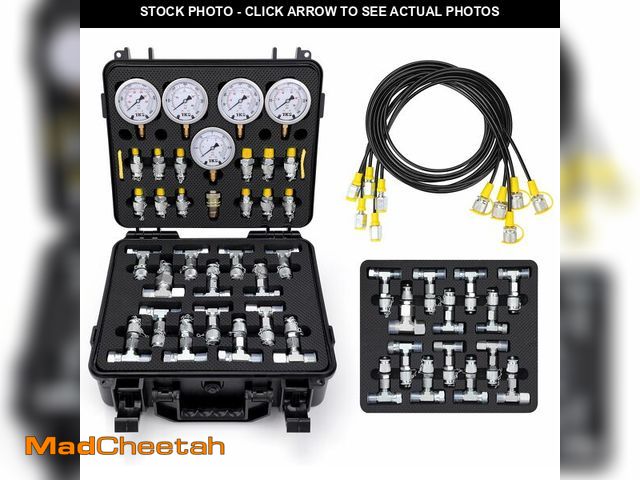 Lot 74-13625891 - HOTROSE Hydraulic Pressure Test Kit, 600bar /10000psi / 60Mpa 5 Gauges 13 Test Couplings 14 Tee Conn...