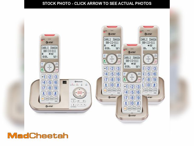 Lot 74-13240283 - AT&amp;T Cordless Phones for Home with Answering Machine, 4 Handsets DECT 6.0 Bluetooth Expandable, ...