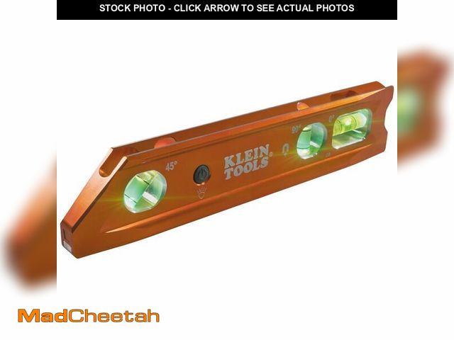 Lot 74-14477580 - Klein Tools 935RBLT Level, 9-Inch Lighted Torpedo Level with Magnet, 0/45/90 Degree Vials and V-Groo...