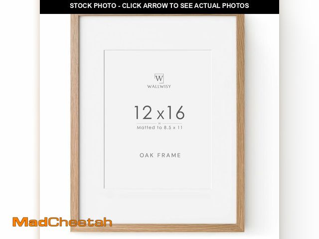 Lot 74-12697080 - 12x16 Solid Oak Picture Frame, 12x16 Wooden Photo Frame with Mat, 12"x16" Natural Oak Wood Frame for...