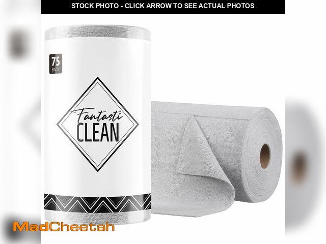 Lot 74-13542851 - Fantasticlean Microfiber Cleaning Cloth Roll -75 Pack, Tear Away Microfiber Towels, 12" x 12", Reusa...