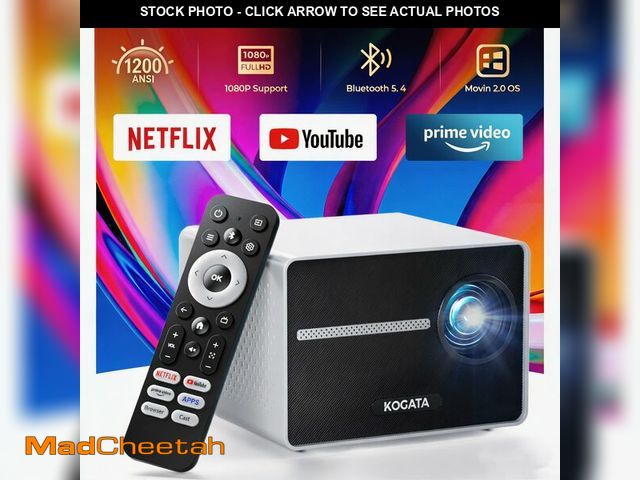Lot 74-14421757 - [1200ANSI/Built-in Apps] Smart-Portable-Mini-Projector with WiFi and Bluetooth, Electric Focus/ 4P K...