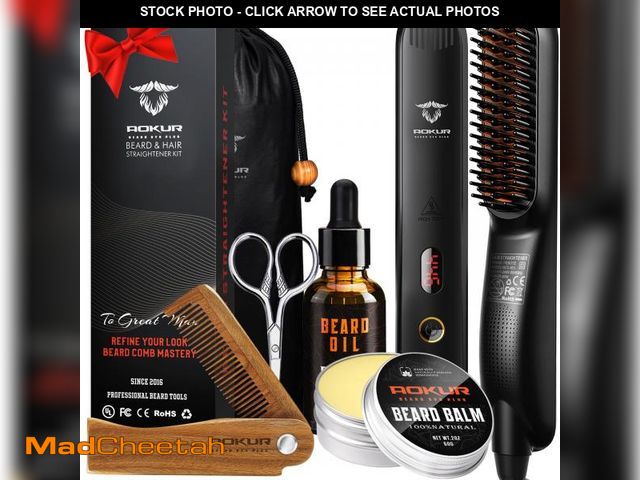 Lot 74-12303951 - Beard Straightener for Men Ã¢â¬â 5-Temp Heated Brush with Anti-Scald Tech Ã¢â¬â Grooming Kit w...
