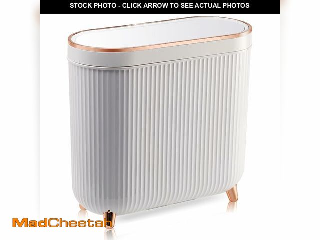 Lot 74-13574999 - Supteron Bathroom Trash Can with Lid 3.2 Gallon Narrow Trash Can Small Plastic Trash Bin 12 Liter Re...