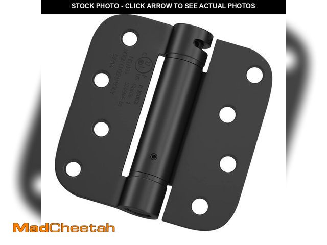 Lot 74-14381078 - Haidms 3 Pack Self Closing Door Hinges 4 Inch Black Spring Hinge with 5/8" Radius Corner Adjustable ...