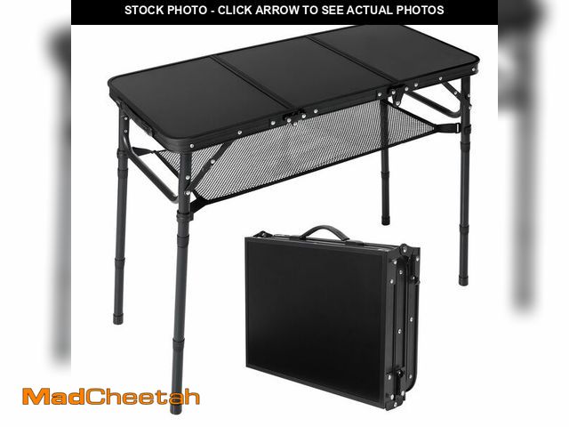 Lot 74-14265790 - CJPWMT Folding Camping Table with Storage Net,3ft Portable Aluminum Folding Table with 3 Adjustable ...