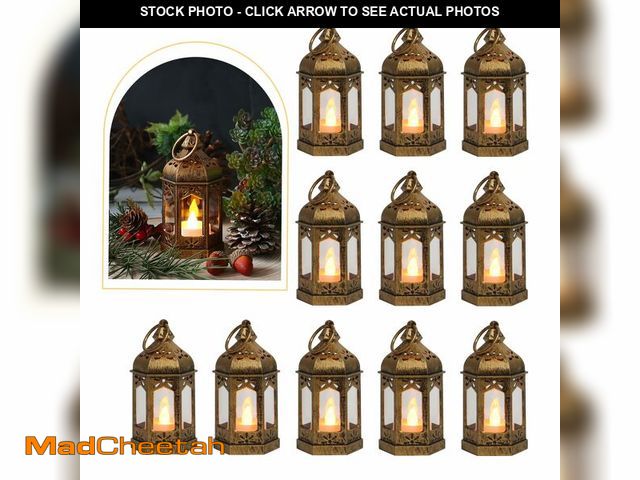 Lot 74-13627182 - LLQ 8Pcs Mini Lantern with LED Tealight, Vintage Brown Lanterns Decorative, Hanging Candle Lanterns ...
