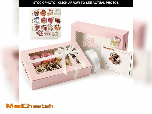 Lot 74-13963864 - OAMCEG 48 Pack Cookie Boxes with Window, 12x8x2.5 Inch Bakery Treat Boxes for Christmas Holiday Gift...