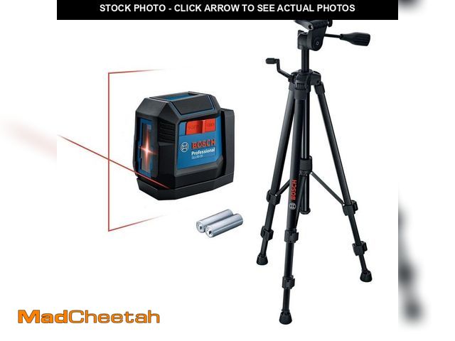 Lot 74-14585752 - (MISSING LASER LEVEL,CRANK IS BROKEN ON TRIPOD) Bosch 50 ft. Dual Power Battery Red Beam Self-Leveli...