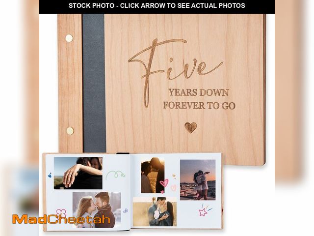 Lot 74-14056054 - 5 Year Anniversary Scrapbook, 5th Anniversary Wood Gift Photo Album for Boyfriend Girlfriend Her Him...