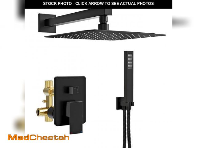 Lot 74-11552446 - Kurpot Black Shower System, Wall Mounted Shower Faucet Set with Valve, 10-Inch Rainfall Shower Head ...