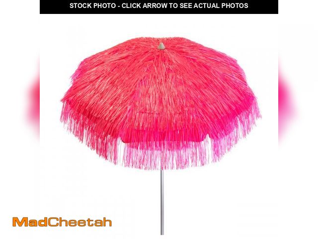 Lot 74-12160822 - Heininger DestinationGear 6ft Pink Palapa Tiki Patio Umbrella Ã¢â¬â Tropical Style with Push-Up A...