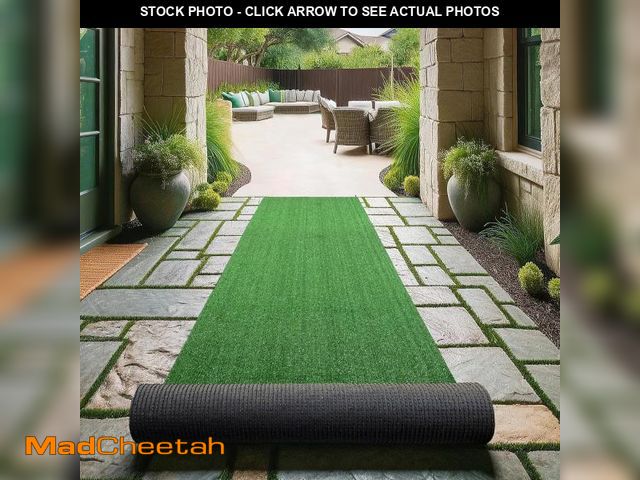 Lot 74-12396869 - Ottomanson Artificial Grass Turf 2'7" x 7' Indoor Outdoor Faux Grass Rug with Drainage Holes, Custom...