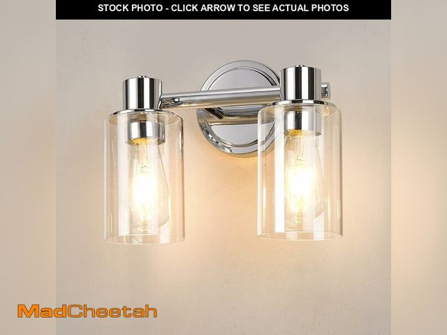 Lot 74-14264316 - ALAISLYC 2 Light Bathroom Wall Sconce Light Fixtures with Clear Glass Bathroom Wall Lights Over Mirr...