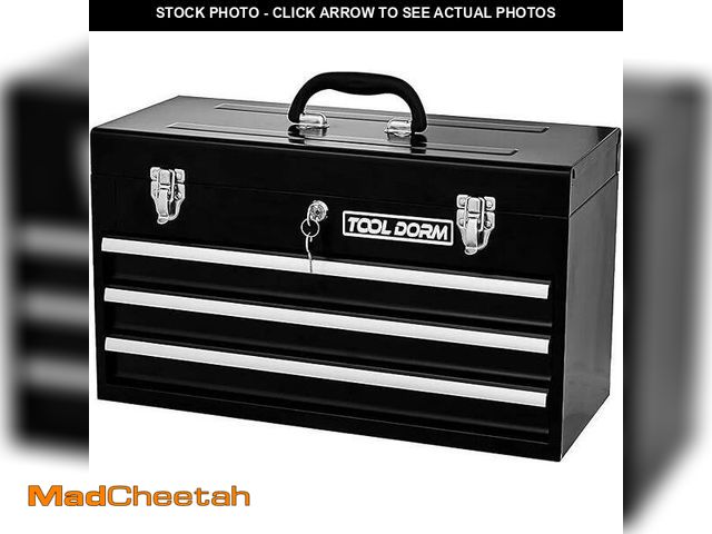 Lot 74-13560521 - Indomitus 3-Drawer Metal Tool Box 18.1 in. W Portable Steel Chest with Metal Cylinder Lock, Latch Cl...
