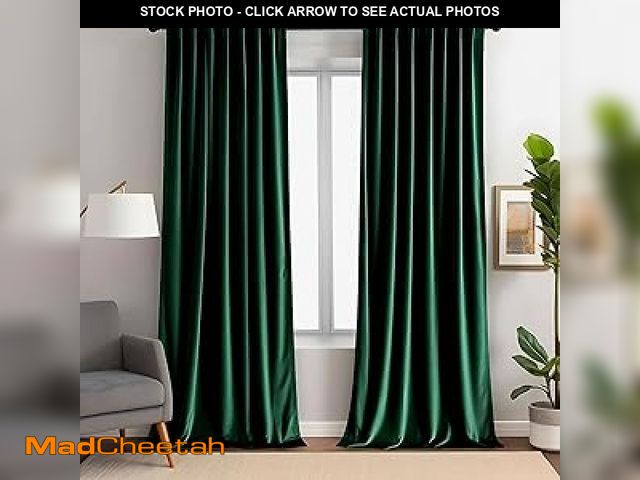 Lot 74-12127672 - Aljctns Emerald Green Velvet Curtains for Living Room 52" W x 96" L Luxury 80% Blackout Curtains for...