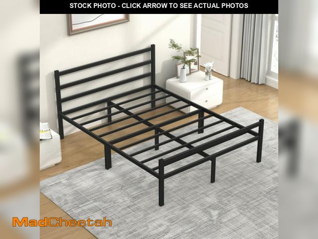 Lot 74-12155233 - (MISSING HARDWARE) Mr IRONSTONE Heavy Duty Queen Size Metal Platform Bed Frame with Headboard and Fo...