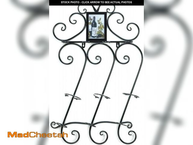 Lot 74-12400299 - Zingz &amp; Thingz Home Decor Wall Mount Wine Rack, Scrollwork 3 Bottles, 17.5x4x28.5 - UNUSED