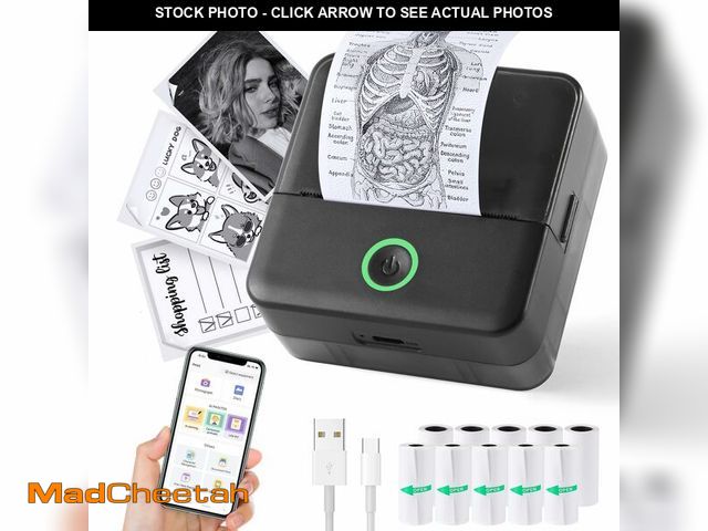 Lot 74-14266071 - cudinham Print Pods Mini Printer, Sticker Printer with 10 Rolls Thermal Printing Paper, Inkless Pock...