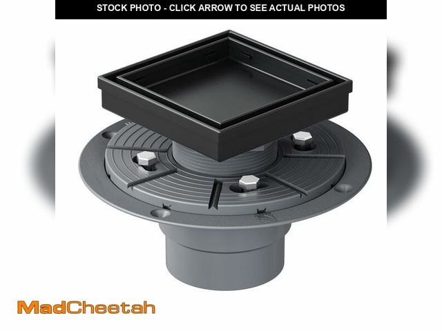Lot 74-14062702 - Neodrain 4-Inch Square Shower Drain with Removable Tile Insert Grate, 304 Stainless Steel, Includes ...