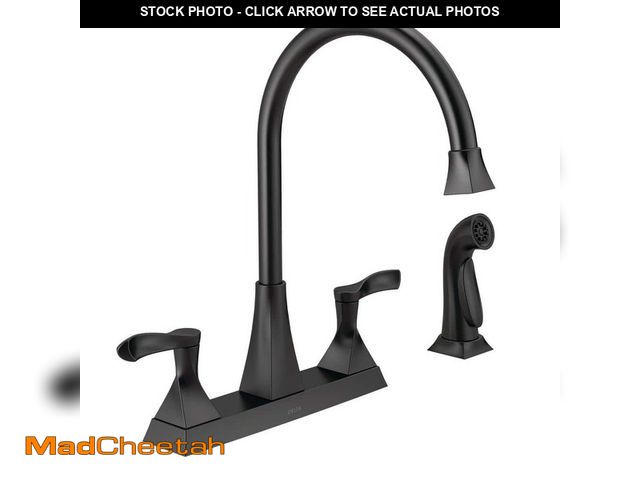 Lot 74-13038295 - Delta Everly Double Handle Standard Kitchen Faucet with Spray in Matte Black - UNUSED