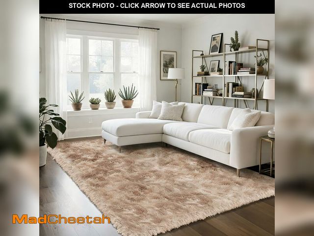 Lot 74-14047792 - Fluffy Rug Shag Area Rug, Mottling Beige 5x8 Area Rugs for Bedroom, Small Bedside Rug, Soft Fluffy S...