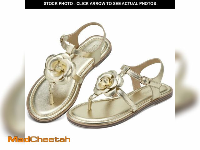 Lot 74-14213419 - SHIBEVER Women's Flat Sandals Dressy: Comfortable Summer Casual Flower Sandals with Ankle Strap Walk...