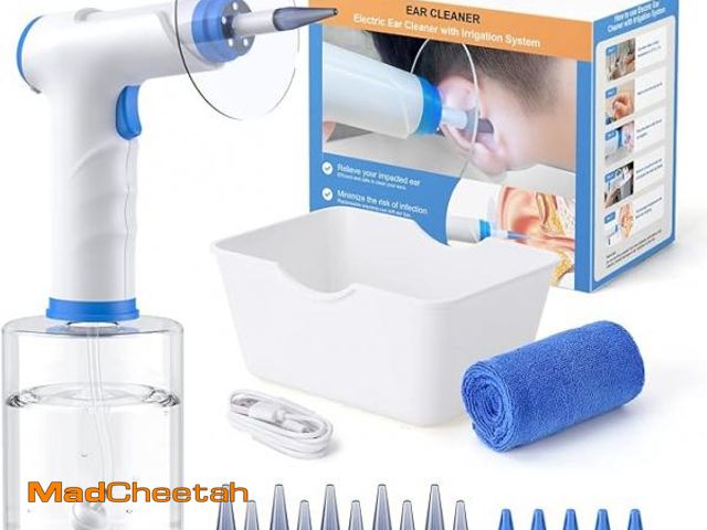 Lot 74-12128342 - Ear Wax Removal, Electric Ear Cleaning Kit with Light, FSA-HSA-Eligible, Ear Irrigation Kit with 4 P...