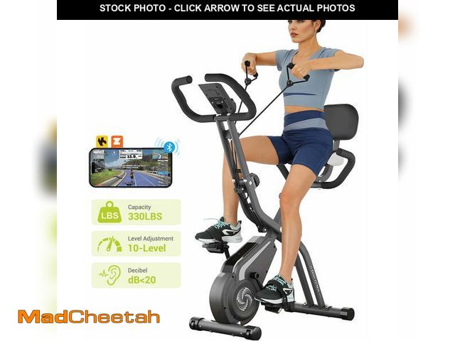 Lot 74-13777673 - Folding Exercise Bike,10-Level Magnetic Quiet Resistance, 330LBS Capacity, Dprodo Upright Compact In...