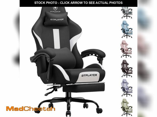 Lot 74-13061484 - GTRACING Gaming Chair with Foot Rest &amp; Pocket Spring Cushion, Breathable Fabric for Home Office ...