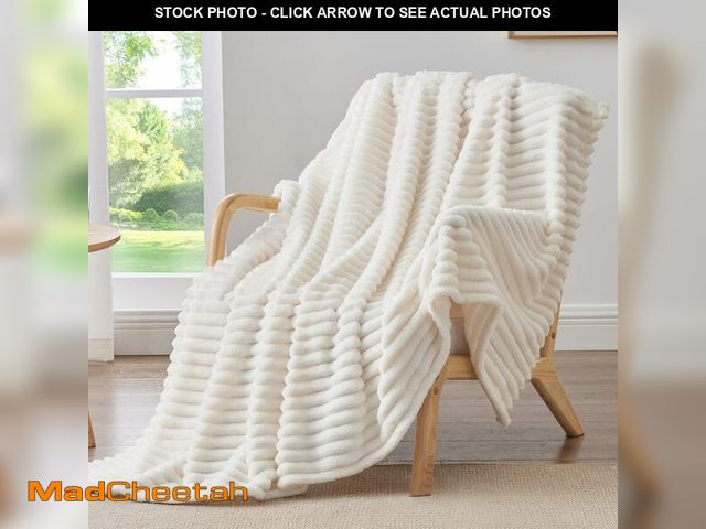 Lot 74-13540673 - BEDELITE Fleece Throw Blanket for Couch - 300GSM Soft &amp; Warm Fluffy Cream Blanket, Decorative an...