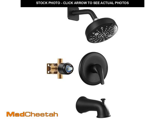 Lot 74-14306048 - AKLFGN Single Handle 3-Spray Tub and Shower Faucet 1.6 GPM in Spot Defense in Matte Black?Valve Incl...