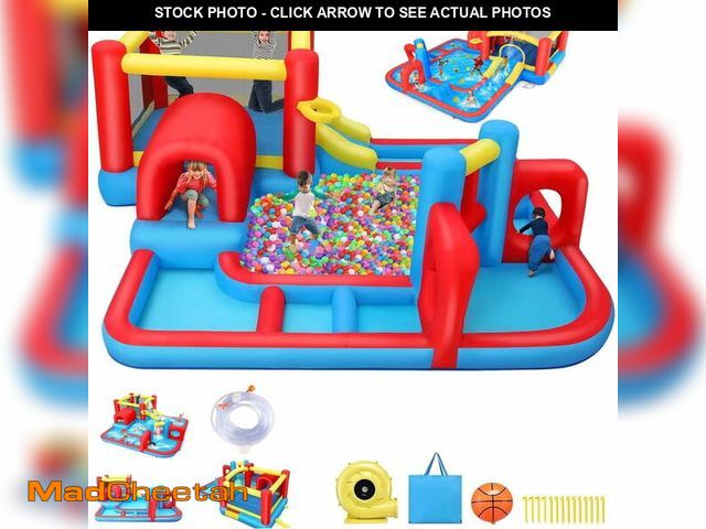 Lot 74-13013133 - Adnoom 7 in1 Inflatable Water Slide Park for Kids 3~8 Years, Indoor/Outdoor Obstacle Course Bounce H...