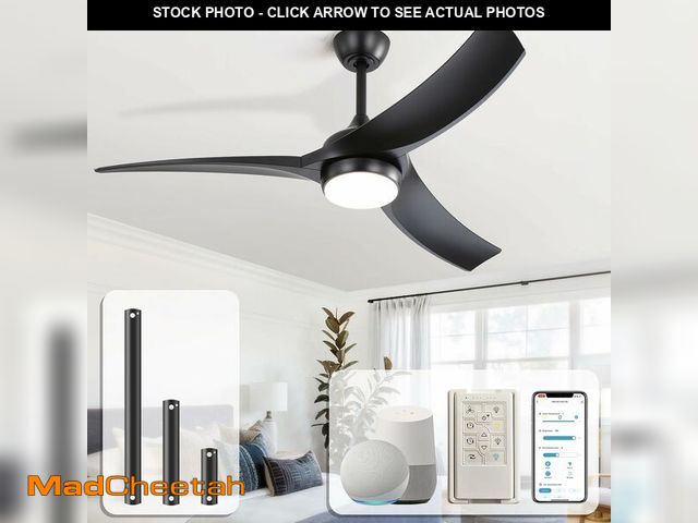 Lot 74-13697129 - (MISSING HARDWARE) Sofucor 52 Inch Smart Ceiling Fan, Work with App/Alexa/Google, Outdoor Black Ceil...