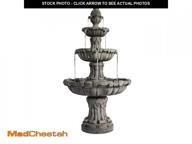 Lot 74-12391513 - 58.3" 3-Tier Outdoor Freestanding Water Fountain - Classic Leaf Design, Large Bird Bath with Pump - ...