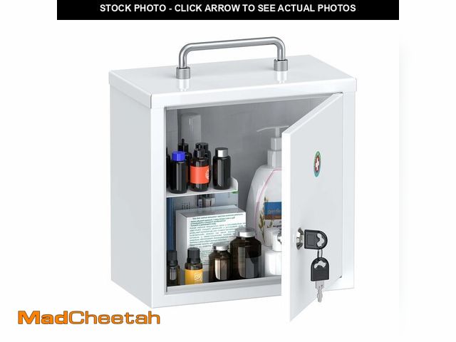 Lot 74-13575779 - Uniclife Wall Mount Medicine Cabinet with Key Lock &amp; Handle Locking First Aid Cabinet Lockable M...