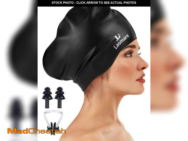 Lot 74-12438442 - Large Long Hair Swim Cap with Extra Room for Women Men, Silicone Swimming Cap for Long Thick Hair wi...