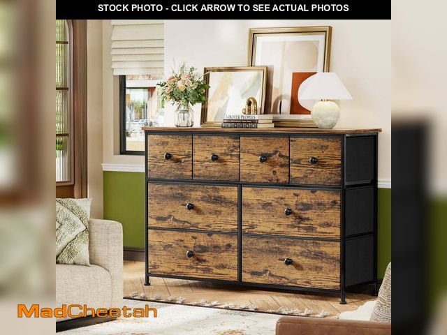 Lot 74-13060363 - GUNAITO 8 Drawer Dresser for Bedroom Chest of Drawers Fabric Storage Bin,Rustic Brown - UNUSED