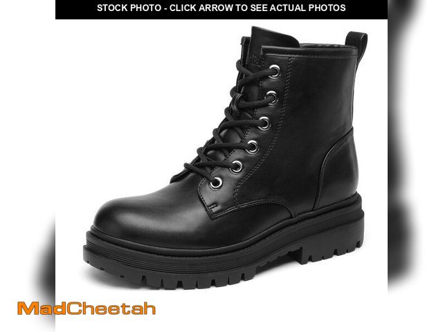 Lot 74-12700095 - DREAM PAIRS Combat Boots Ankle Booties Lace-up Platform Side Zipper Lug Sole Boots,Size 9,Black,STRO...