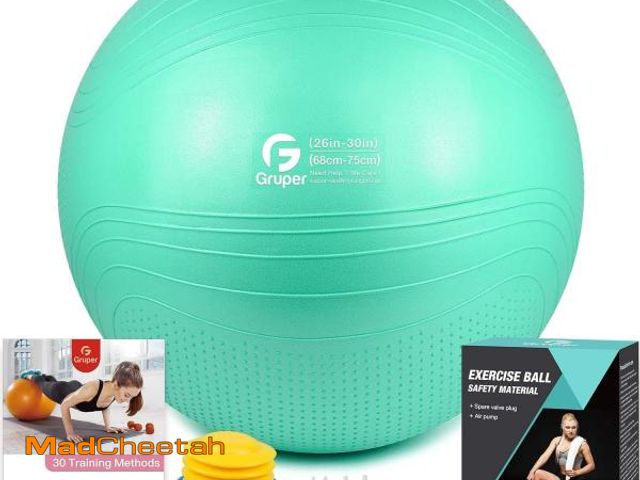 Lot 74-12326953 - Gruper Yoga Ball, 55-75cm Extra Thick Exercise Ball for Workout Fitness Balance, Anti Burst Chair fo...