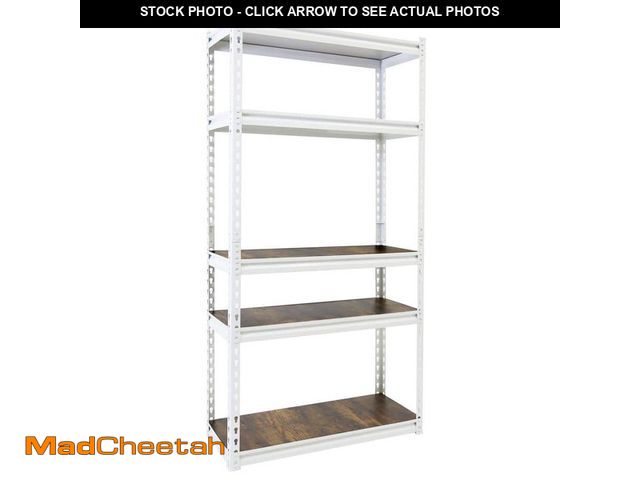 Lot 74-14254539 - KING'S RACK White 5-Tier Boltless Tier Height Adjustable Garage Steel Storage Rack Shelving Units (3...