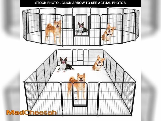 Lot 74-12800652 - edx Dog Playpen, 16 Panels 32" Foldable Heavy Duty Metal Puppy Exercise Pen with Doors Indoor Outdoo...
