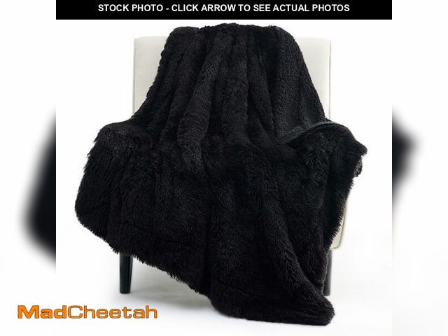 Lot 74-13712616 - Bedsure GentleSoft Fuzzy Sherpa Faux Fur Twin Blanket Black Cozy Gifts for Women Men, Soft Fleece Pl...