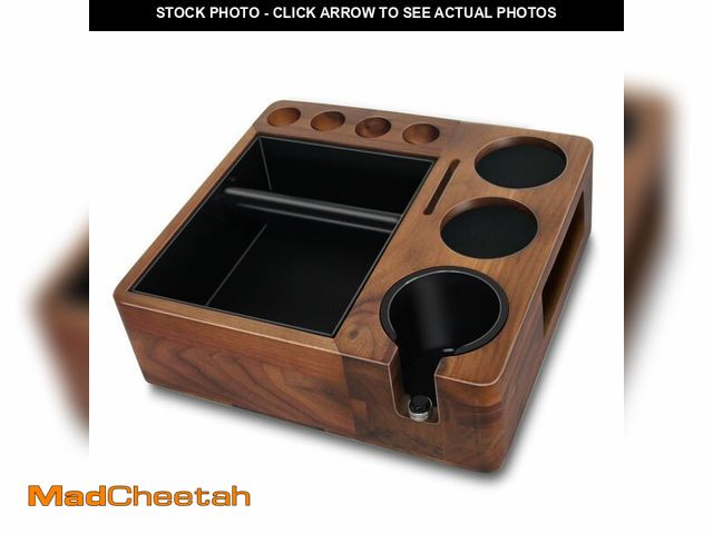 Lot 74-14268840 - JOYONE Espresso tamping station and knock box,Wooden portafilter holder,Espresso organizer station b...