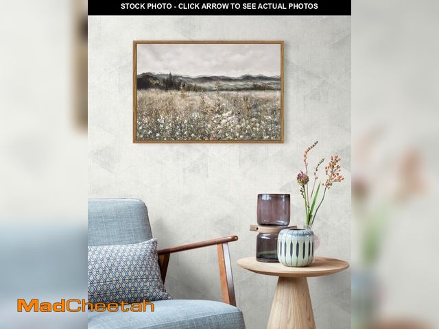 Lot 74-12403223 - Drsoum Retro Scenery 16x24in Framed Meadow with Flowers Landscape Painting Modern Farmhouse Decor fo...