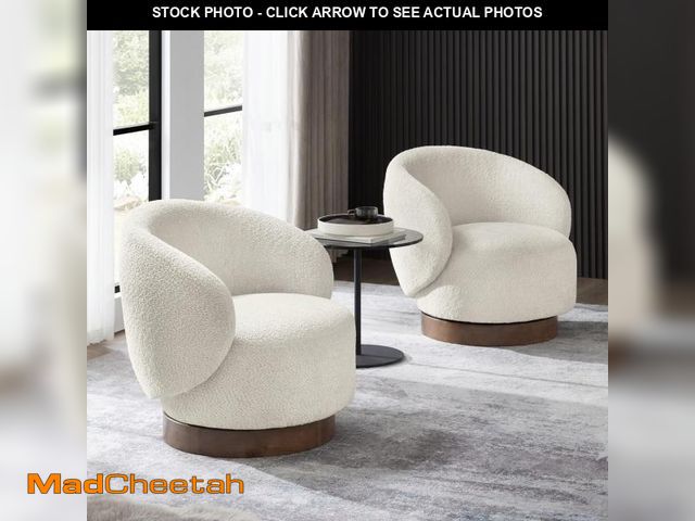 Lot 74-12159159 - *SEE DETAILS* KISLOT Swivel Accent Chair Round Barrel Armchair Upholstered Performance Fabric for Li...