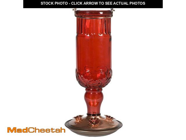 Lot 74-14598514 - Perky-Pet Red Antique Bottle Decorative Glass Hummingbird Feeder - 24 oz. Capacity 8119-2 - UNUSED