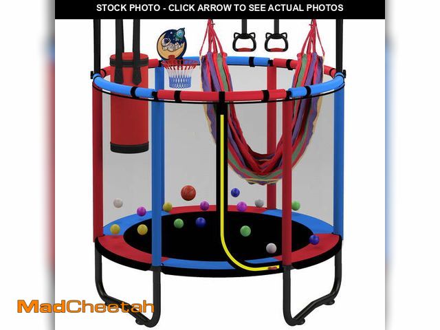 Lot 74-13045614 - Mini Trampoline for Kids with Basketball Hoop, SEGMART 55'' Indoor Outdoor Toddler Trampoline with E...