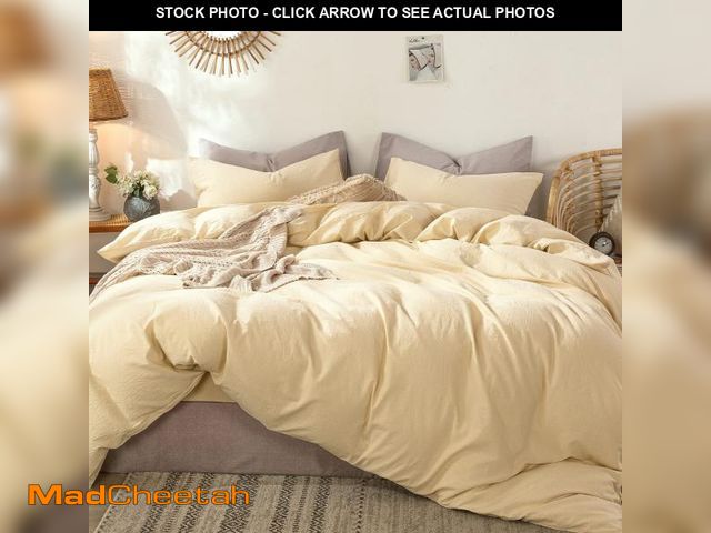 Lot 74-12050937 - MooMee Bedding Duvet Cover Set 100% Washed Cotton Linen Like Textured Breathable Durable Soft Comfy ...